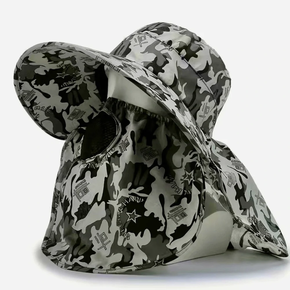 New! Unisex Camo Sun Hat Camouflage Grey Gray